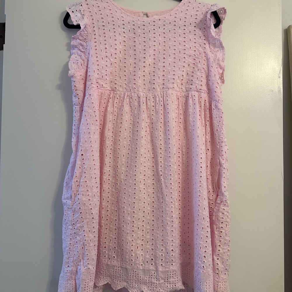 Pink Lily Light Pink Eyelet Top